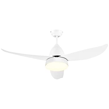 HOMCOM Ventilatore da Soffitto 3 Lame con Luce LED e Telecomando Incluso, 6 Velocità, per Interni, Φ122x45cm, Bianco