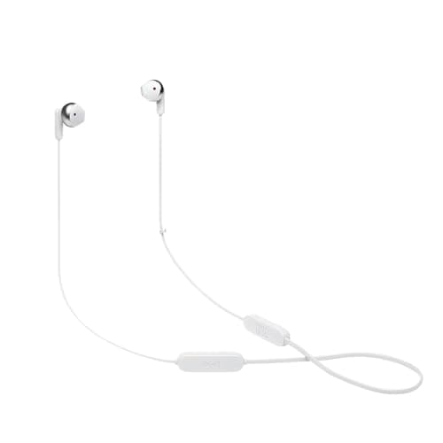 JBL TUNE 215BT Cuffie Auricolari Wireless, Cuffia Auricolare senza Fili Bluetooth 5.0, con Microfono Integrato, Vivavoce e Cavo Piatto Antigroviglio, fino a 16h di Autonomia, Bianco