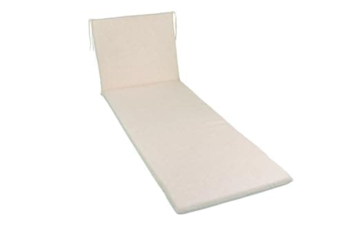 GHIOCUSCINI | Cuscino per Lettino Mare, Colore ECRU' in Tessuto Cotone/Poliestere, Sfoderabile, 52 + 130 x 57 cm, Alto 4 cm, Made in Italy