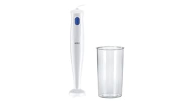 Braun Frullatore a Immersione MQ10.001PWH + Bicchiere graduato 600ml, 5 ANNI DI ASSISTENZA, Leggero, Sistema EasyTwist per cambiare facilmente accessorio, Tecnologia Splash Control, 450 W, base