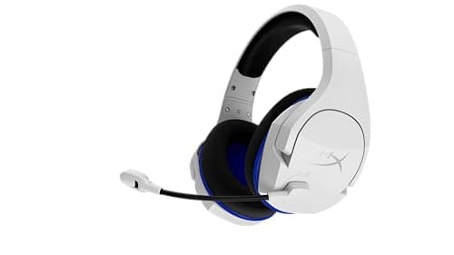 HyperX Stinger Core, Cuffie da Gaming senza Filo, Connessione a 2,4 GHz, Telaio in Acciaio, Cuscinetti in Memory Foam Rivestiti in Tessuto, Autonomia 17 Ore, Adatto per PC, PS4 e PS5, Bianco/Blu