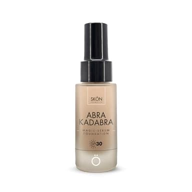 Skön Abrakadabra - Fondotinta Siero Viso con Protezione Solare Spf 30, Siero Viso Acido Ialuronico con Olio di Cocco e Vitamina E, Fondotinta Solare Uniformante, Ideale per Tutti i Tipi di Pelle, 30ml
