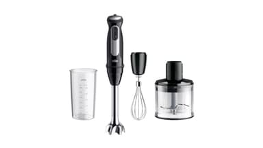 Braun MultiQuick 5 Pro MQ55236M, frullatore a immersione a 25 velocità, sistema EasyClick Plus per accessori, 1000 W, nero con frusta, tritatutto (500 ml) e misurino (600 ml)