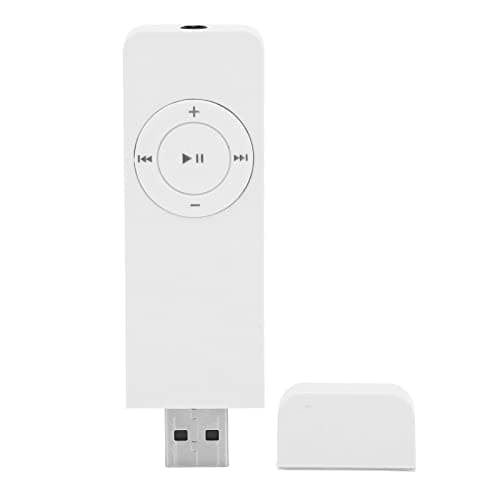 Goshyda Lettore MP3, Scheda di Memoria 64G Massimo 180 mAh Batteria Senza Perdita di Suono Decodificato Mini Lettore Musicale Tascabile per Studenti Che Corrono in Viaggio(Bianco)