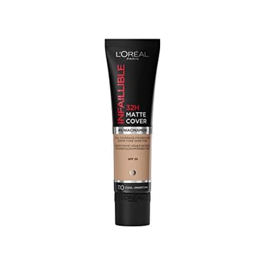 L'Oréal Paris Fondotinta Infaillible 32H Matte Cover, Make-Up dal Finish Matte Copertura Totale sulla Pelle, 110 Vanille Rosé, 30 ml