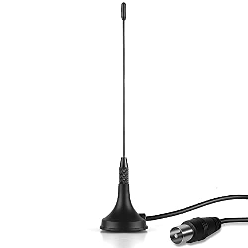 Antenna TV Interna per Digitale Terrestre – August DTA180 Antenna HDTV Portabile per DTT DVB-T/DVB-T2, Support VHF UHF FM DAB Radio - Base Magnetica
