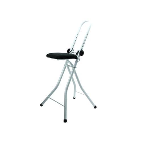 MSV 130029 - Sgabello per stirare, in cotone e acciaio, 0,1 x 62 x 104 cm, colore: nero/bianco