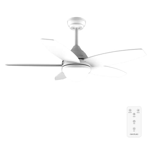Cecotec - Ventilatore da Soffitto con Luce EnergySilence Aero 4200 WhiteWood - 53W, Diametro 42”, Luce LED 15W in 3 Tonalità, Telecomando, Timer Selezionabile, 3 Velocità e 5 Pale