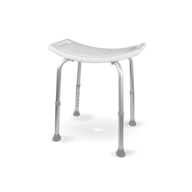 Mobiclinic®, Sgabello doccia, Altezza regolabile, Piedini antiscivolo, Per anziani, Sedia, Bagno, Modello san fermín, Marchio europeo, Colore bianco
