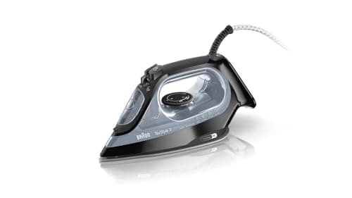 Braun TexStyle3 SI3055BK Ferro Da Stiro A Vapore, Colpo Vapore 180g, Termostato Regolabile, Riscaldamento Rapido, Piastra Freeglide 3D Superceramic, Capacità 270ml, Nero