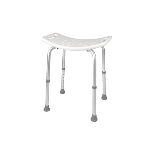 Mobiclinic®, Sgabello doccia, Altezza regolabile, Piedini antiscivolo, Per anziani, Sedia, Bagno, Modello san fermín, Marchio europeo, Colore bianco
