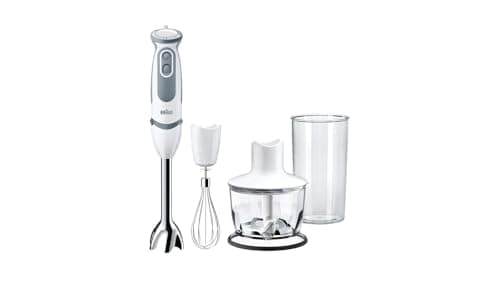 Braun MultiQuick5 Vario MQ5235WH, 5 ANNI DI ASSISTENZA, Minipimer Frullatore ad Immersione, 21 velocità, Dotato di tritatutto da 500ml, frusta a filo e Bicchiere da 600ml, Potenza 1000W, bianco/grigio