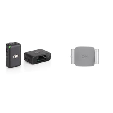 DJI Mic(1 Trasmettitore + 1 Ricevitore), Microfono Wireless Lavalier, Portata 250 m & Morsetto per smartphone con luce ausiliaria integrata