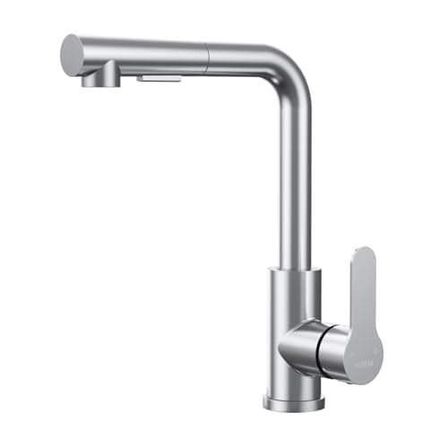 HURRAN Rubinetto Lavello Cucina con Doccetta Estraibile, Rubinetto Cucina in Acciaio Inox con 2 Modalità, Miscelatore Monocomando Girevole a 360°, Adatto per Lavello della Cucina, Nichel Spazzolato