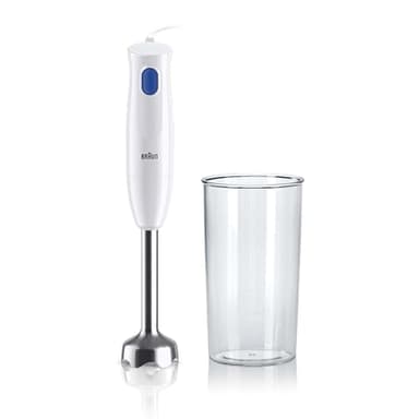 Braun MultiQuick 1 MQ10.001MWH Frullatore ad Immersione Leggero, Tecnologia EasyTwist, Bicchiere da 600ml Incluso, 450W, Acciaio, Bianco