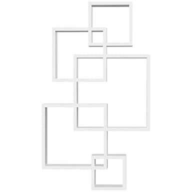 HOMCOM Libreria da Parete Sospesa con 5 Cubi Intrecciati, Scaffale da Parete in Legno per Soggiorno e Salotto 49.5x10.2x86cm, Bianco