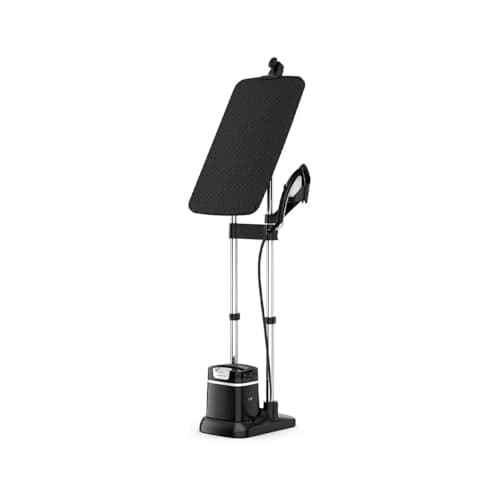 Rowenta QR1510 IXEO + Ferro da Stiro Verticale con Caldaia ad Alta Pressione e Asse Integrato a 3 Posizioni, Stiratrice Verticale a Vapore Sanificante, Potente e Versatile, 5 Bar, 2980 W, 1 L