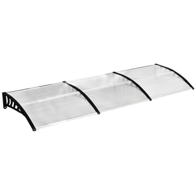 Outsunny Tettoia per Esterni Curva con Viti e Bulloni Inclusi, Pensilina in Policarbonato, PP e Alluminio, 90x295x23.5 cm, Nero e Trasparente