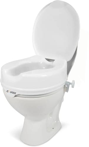 GOVITA - Rialzo WC per Anziani, Rialzo WC con Coperchio, ausilio bagno,Rialzo Bagno Disabili, Alzawater per Anziani, Rialzo per WC Universale, Sollevatore WC Disabili, Bianco (ALTEZZA DI 10 cm)