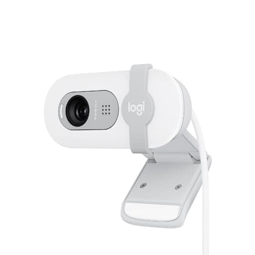 Logitech Brio 100 Full HD per riunioni e streaming, bilanciamento automatico illuminazione, microfono integrato, copriobiettivo, USB-A per Microsoft Teams, Google Meet, Zoom ecc - Bianco