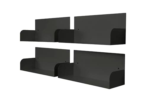 D-Segno D-4 libreria da parete in metallo. Kit 4 mensole da muro moderne. Mensole da muro libri. Semplici colorate. Mensola libri invisibile. L60cm, P20cm, H25cm. Made in Italy (Nero, 4 Pezzi)