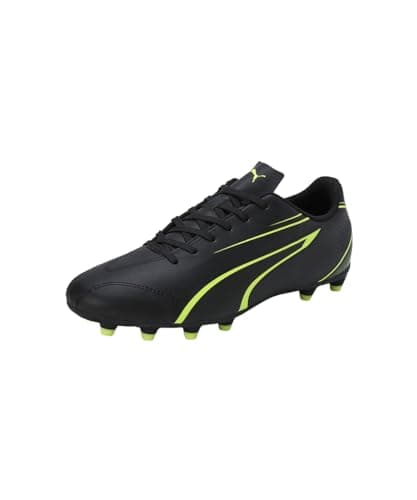PUMA Scarpe da calcio Vitoria Fg/Ag da uomo, Nero-Lime Elettrico, 11 UK