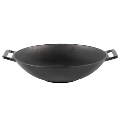 lätt Home Wok Antiadherente in Ghisa Smaltato Nero 31 cm. Padella Wok Cucina Orientale. Idonea per Piani Cottura a Induzione Elettrico Gas e Forno