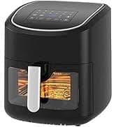 Regalo per la festa della Mamma, Friggitrice ad Aria MARIANNA, Capacità 5,2 litri, con Finestra Trasparente e Display Digitale, Air Fryer Senza Olio con 9 Programmi, 50-200°, Colore Nero