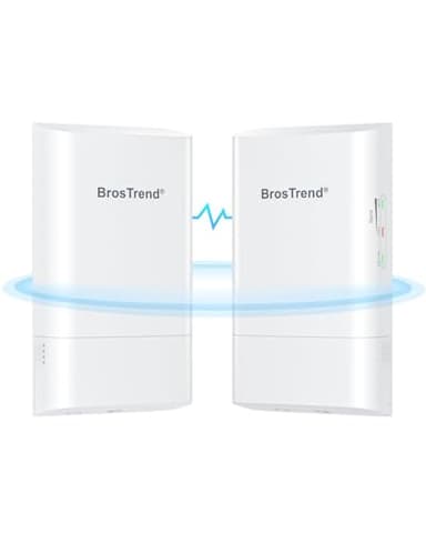 BrosTrend 5GHz 867Mbps Ponte WiFi Esterno, Plug e Play 1KM Lunga Portata Ponte WiFi Internet per PtP/PtMP, Punto a Punto WiFi Bridge Outdoor CPE, Wireless Bridge con Adattatore PoE Passivo, Pacco da 2