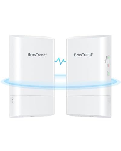 BrosTrend 5GHz 867Mbps Ponte WiFi Esterno, Plug e Play 1KM Lunga Portata Ponte WiFi Internet per PtP/PtMP, Punto a Punto WiFi Bridge Outdoor CPE, Wireless Bridge con Adattatore PoE Passivo, Pacco da 2