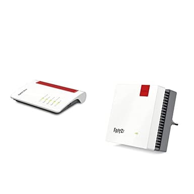 AVM FRITZ!Box 5530 Fiber - Modem in fibra ottica con 2 x 2 Wi-Fi 6 (WLAN AX), fino a 3 GBit/s, porta LAN 2,5 Gigabit, Adatto per la Germania & Fritz!Repeater 1200 AX International