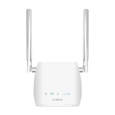 STRONG - Router Wifi 4G LTE 300M - Wifi fino a 150 Mbps 4G/300 Mbps - 1 porta RJ45 - Funziona con tutti i tipi di SIM - Condivisione rete dati - Antenne rimovibili - Facile da installare - Bianco