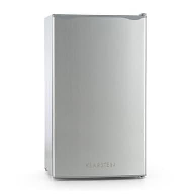 KLARSTEIN Frigorifero Alimentazione Singola - Frigorifero, 90 Litri, Classe E, 2 Livelli, Compatto, Porta, Ripiani e vani Porta in Acciaio Inox, Argento