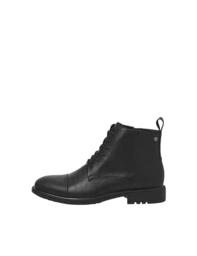 JACK & JONES Jfwbarbican Pu Boot, Stivaletti Stringati Uomo, Antracite, 42 EU