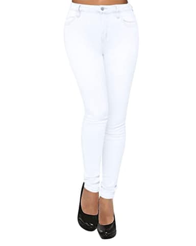 Minetom Jeans Donna Pantaloni Skinny Vita Alta Sigaretta Elastici Push Up Classici Elasticizzati Denim Pantaloni Denim Leggings A Bianco XXL