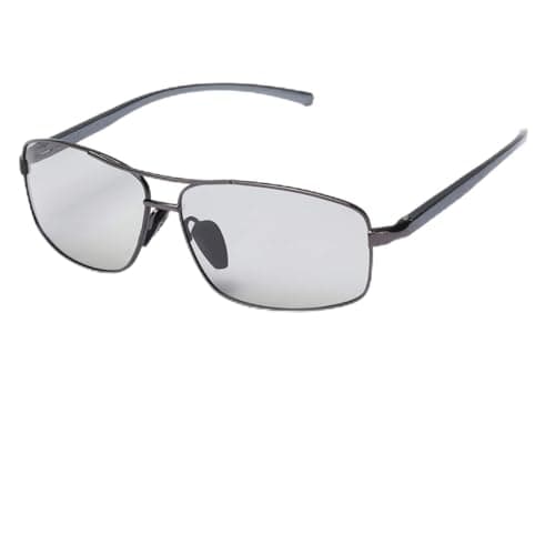 TJUTR Occhiali da sole fotocromatici da uomo, polarizzati, montatura a doppio ponte, lenti antiriflesso con protezione UV 400, Gun - Lente Reattiva alla Luce
