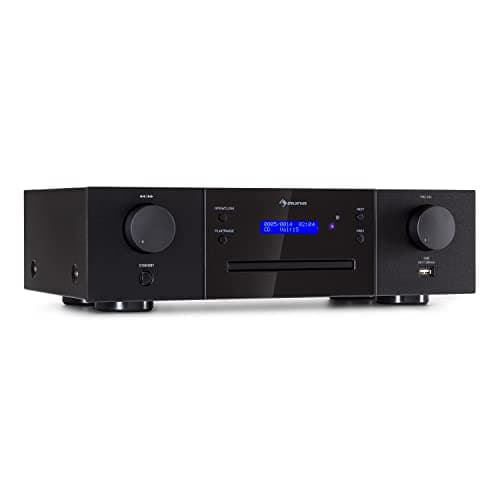 Auna CD-1000 DG - Lettore CD hifi, USB, MP3, telecomando, lettore CD con display LED, ricevitore CD in alluminio, nero