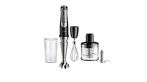 Braun MultiQuick 9 - Frullatore a mano, miscelatore a mano, robot da cucina, tecnologia Active PowerDrive, Chopper 500 ml, bicchiere senza BPA, con coperchio, 1200 W, MQ 9135XI, nero