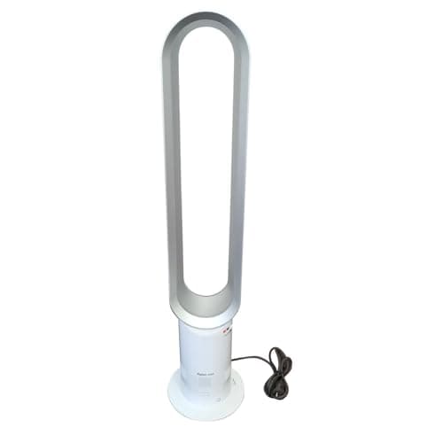 Dyson Cool AM07 - Ventilatore con telecomando, 100 cm, timer 9 ore, silenzioso, bianco/argento, risparmio energetico, ventilatore da camera da letto, volume 48 db, 10 livelli
