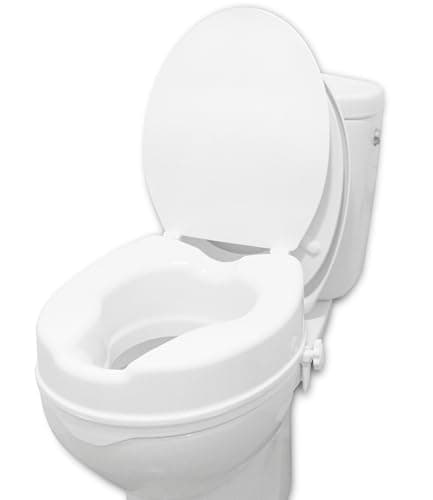 PEPE - Rialzo WC per Anziani con Coperchio (10 Cm), Alzawater per Protesi Anca, Universale, Disabili, Bianco