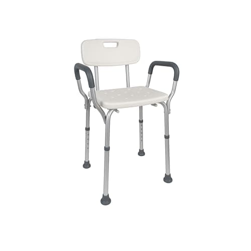 Mobiclinic, Sedia da doccia, Puerto, Marchio europeo, Disabili, Sgabello per anziani, Marcatura ce, Antiscivolo, Altezza regolabile, Sedile con fori acqua, Colore bianco