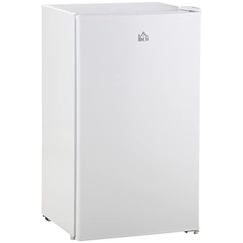 HOMCOM Frigorifero Piccolo 91L MonoPorta Reversibile con Congelatore, Mini Frigo da Camera Tavolo Silenzioso Classe E Compatto Portatile con Temperatura Regolabile, Libera Installazione, Bianco