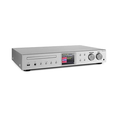 AUNA iTuner CD - Sintonizzatore DAB, Radio Digitale, Lettore Audio Hi-Fi, DAB+ FM, Bluetooth, Lettore CD, Wi-Fi, Spotify Connect, App UNDOK, USB, Dispaly Colori TFT, Telecomando Infrarossi, Argento