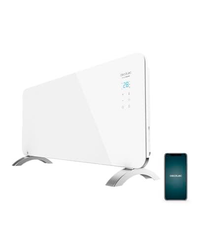 Cecotec Radiatore elettrico a basso consumo energetico pronto per connessione calda 6750 cristallo con Wifi, 2000 W, termostato regolabile, 2 modalità, timer, supporto per piedi