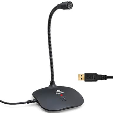 KLIM Talk – Microfono USB PC e PS4 – Microfono da Scrivania Omnidirezionale a Condensatore – Vasta Compatibilità – Plug & Play – Audio Professionale ad Alta Definizione - Nero [Nuova Versione 2024]