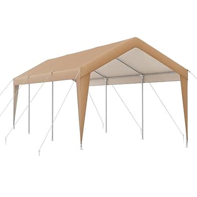 COSTWAY Gazebo Tenda per Posto Auto da Esterno, Tendone Garage per Auto, Carport Tenda Impermeabile in Metallo, 301 x 600 x 285 cm