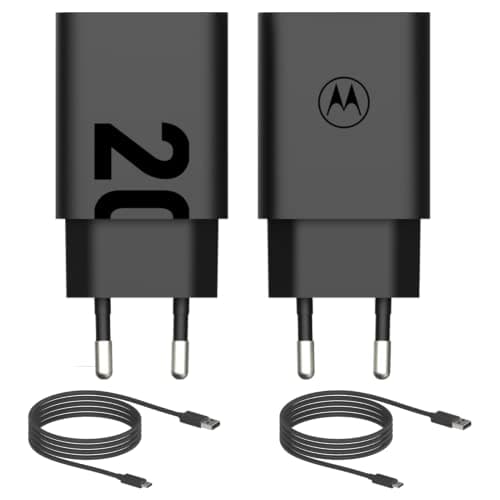 Motorola Chargers - Confezione di caricabatterie da parete/alimentatore Turbopower da 2-20 W con cavo USB-C da 1 metro.