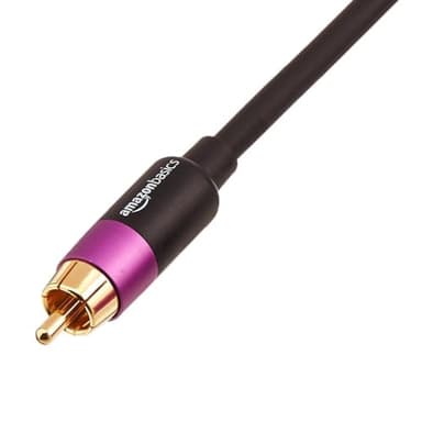 Amazon Basics cavo RCA audio per subwoofer, amplificatori, casse attive, con connettori placcati oro, Nero, 2.4 m