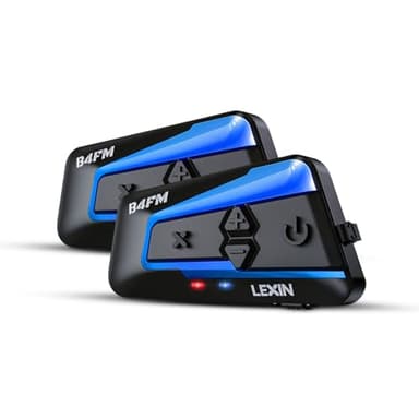 LEXIN 2X B4FM Interfono Moto Con Radio Fm, Auricolare Bluetooth Per Casco con Cancellazione del Rumore Per Un Massimo di 10 Motociclisti, Sistema di Comunicazione Universale per Moto/ATV