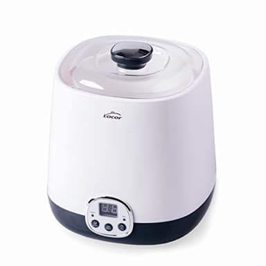 Lacor - 69345 - Yogurtiera HerA Supersillenciosa, Ideale per fare Kefir e Yogurt Greco, Contiene Timer 48 ore, Schermo LED, Capacità: 1L, Ø 16.8 x 18.8 cm, Bianco